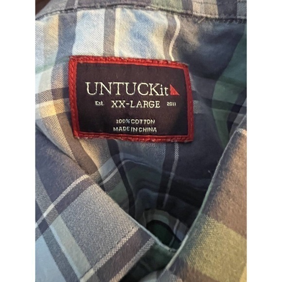 UNTUCKit XXL Men's Shirt Long Sleeve Button-Down 100% Cotton Plaid 2xl EUC - Picture 2 of 3